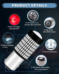 2-pack 1157 BAY15D 9V-30V Röd Extremt ljusstark 600 lumen 3014 144 SMD LED med projektor - Ersättning 1016 1034 7528 2057 2357 för bakbromsljus LED-lampa