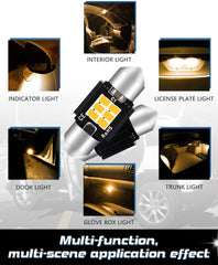 4パック1.25” 31MM DE31756428ウォームホワイト350ルーメン3020チップセット6SMD非極性Canbusエラーのないインテリアカーライト用LED花綱電球ナンバープレートドームマップドア提供:3000K