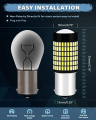 Paquete de 2 bombillas LED blancas de luz de marcha atrás 1156 BA15S P21W 7506 1141 1073 - 9V-28V Extremadamente brillantes 1500 lúmenes 3014144 SMD con proyector - Reemplazo para luz de respaldo interior RV Camper Tail