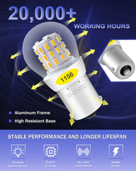 Paquete de 2 1156 BA15S 1141 1003 7506 1073 Luz LED ámbar / amarilla extremadamente brillante 9-30 V-CC, AK-3014 39 Bombillas de repuesto SMD para luces de señal de giro Bombillas traseras de respaldo