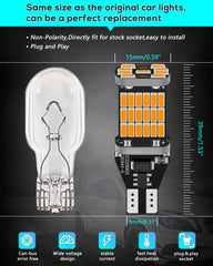 Paquete de 4 bombillas de luz de señal de giro LED ámbar / amarillo 912921 de alta potencia 4014 45-SMD Chipsets CANbus sin polaridad sin errores T15 906 W16W para luces intermitentes de marcador lateral 12V-18V DC