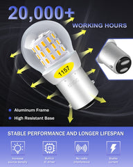 Alopee 12V-15V DC Bright 1157 LED Bulb Amber Yellow 1157 Bulb 2357 Led Bulb 2057 Led Bulb 7528 BAY15D 33SMD 2835Chip Replacement for LED Turn Signal Bulb, Blinker Bulbs , Pack of 2
