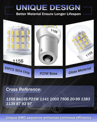 Paquete de 2 1156 BA15S 1141 1003 7506 1073 Luz LED blanca 9-30 V-DC Bombillas de repuesto para el interior de RV Camper Freno trasero Bombillas de marcha atrás Luz de marcha diurna