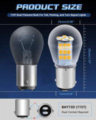 Pack de 2 10-24V DC extrêmement lumineux jaune/ambre 1157 2057 2357 7528 BAY15D P21/5W 33SMD ampoules LED de remplacement pour lampe halogène clignotant clignotants feux de stationnement