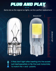 10-Pack T10 Ultra Bright White COB Source de lumière LED Ampoules de remplacement pour 194 W5W 168 2825 501 Ampoule halogène Éclairage intérieur Ampoule de plaque d'immatriculation