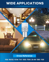 Alopee 12/24V DC/AC 1156 LED Bulb 1383 LED Bulb 20-99 93 1139 BA15S 1141 Led Bulb for Household Lamps, Interior RV Light Bulb, Camper Marine Boat Trailer Light, Non Polarity, 4 Pack