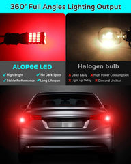 4パックアップグレードされた赤912921LEDテールブレーキライト電球ハイパワー401445-SMDチップセット非極性CANbusエラーフリーT15906 W16W for High Mount / 3rd Brake Light 12V-18V DC