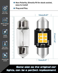 Paquete de 4 1.25 "31MM DE3175 6428 Blanco cálido 350 lúmenes 3020 Chipset 6SMD Canbus sin polaridad Bombillas LED de festón sin errores para luces interiores de automóviles Matrícula Domo Mapa Puerta Cortesía 3000K