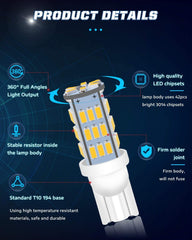 ALOPEE 921 LED Bulb Bright Warm White, T10 LED Bulb 42SMD 3014Chip, 921 Bulb, 194 2825 W5W 158 501 for RV LED Lights Interior RV Camper Light Bulbs DC 12V, Pack of 20