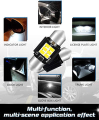 4パック1.25” 31MM DE31756428非常に明るい白350ルーメン3020チップセット6SMD非極性Canbusエラーのないインテリアカーライト用LED花綱電球ナンバープレートドームマップドア提供