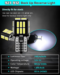 180Lums Bright White 4014 24SMD Luce LED per Stock#194 168 158 2825 501 175 W5W Luce di backup Mappa Dome Marker Light Luce targa Canbus Error Free, confezione da 6, DC12V.