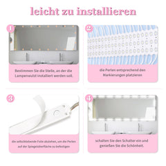 Alopee LED Mirror Lights,10FT Dimmable Mirror Lighting with 60 Leds, 7000K Cold White LED Make Up Light with EU Cable Makeup Strip Lights for Cosmetic Mirror, Bathroom