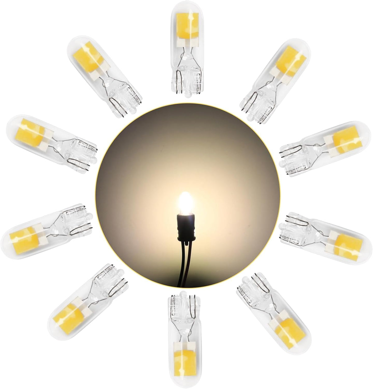 10-Pack T10 Ultra Bright Blanc Chaud Source de Lumière COB Ampoules LED de Remplacement pour 194 W5W 168 2825 501 Ampoule Halogène Lumières Intérieures Ampoule De Plaque D'immatriculation