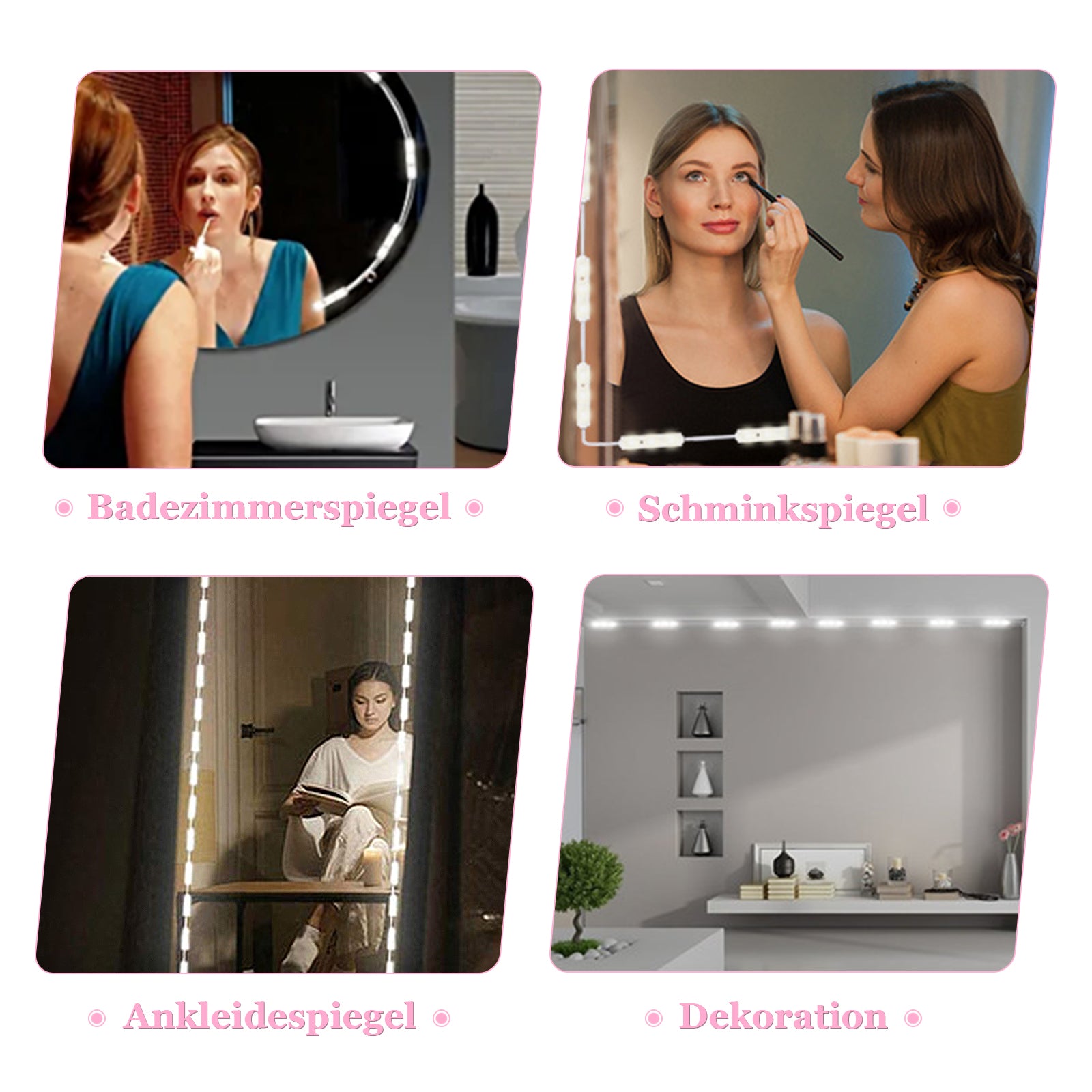 Alopee LED Mirror Lights,10FT Dimmable Mirror Lighting with 60 Leds, 7000K Cold White LED Make Up Light with EU Cable Makeup Strip Lights for Cosmetic Mirror, Bathroom