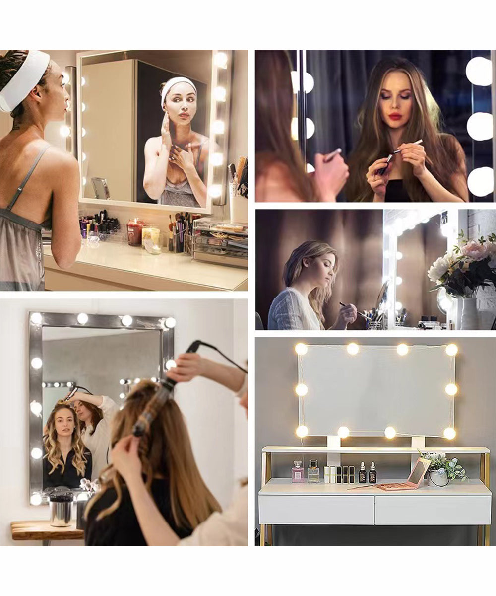 Alopee Vanity Mirror Lights, Hollywood Style USB Makeup Mirror Lights Kit with 12 Dimmable LED Bulbs, 3 Colours Modes 10 Levels Brightness Dressing Light for Dressing Table Room, Bathroom