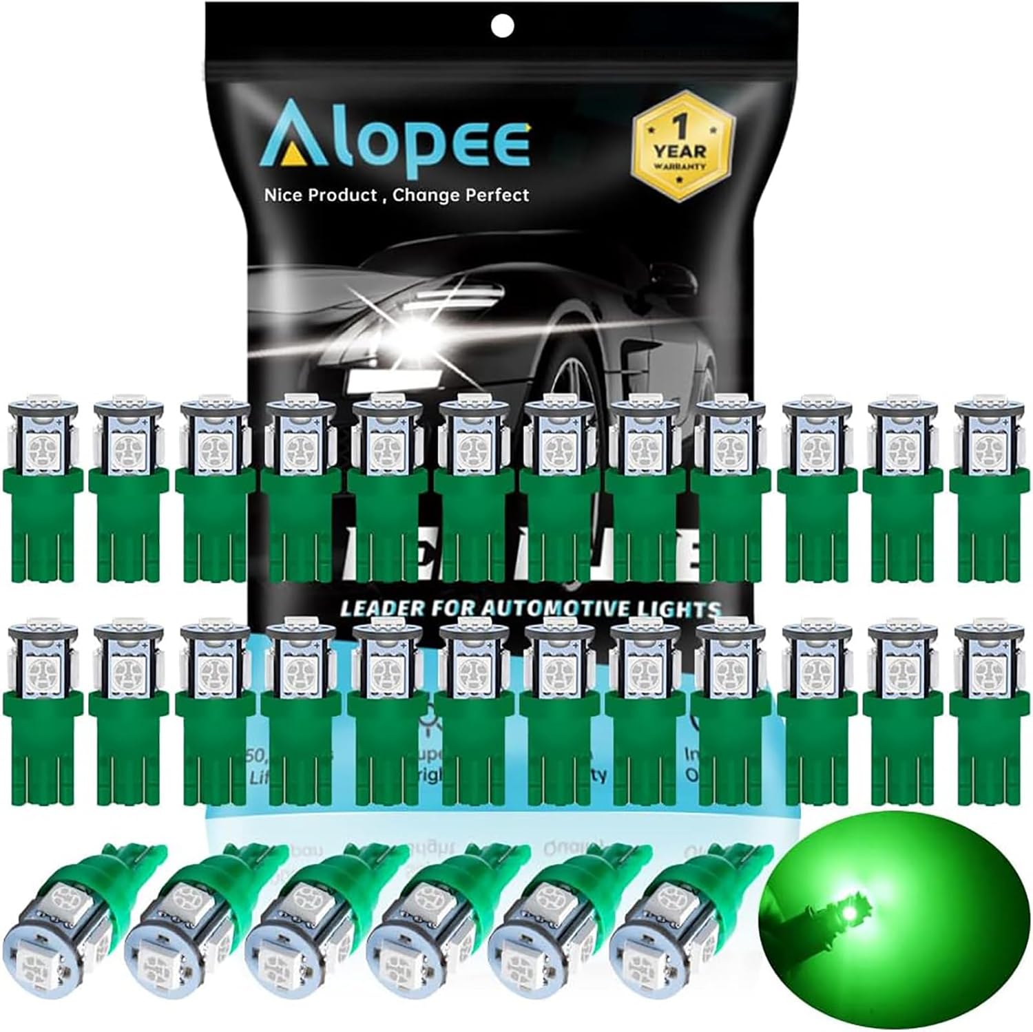 Alopee 194 LED Bulb T10 Wedge LED Bulb 5SMD 5050 Chips 168 LED Bulb 921 2825 LED Bulb 158 501 W5W Bulb led interior car lights Dome Light Map Door Light Trunk Light DC 12V Pack of 30