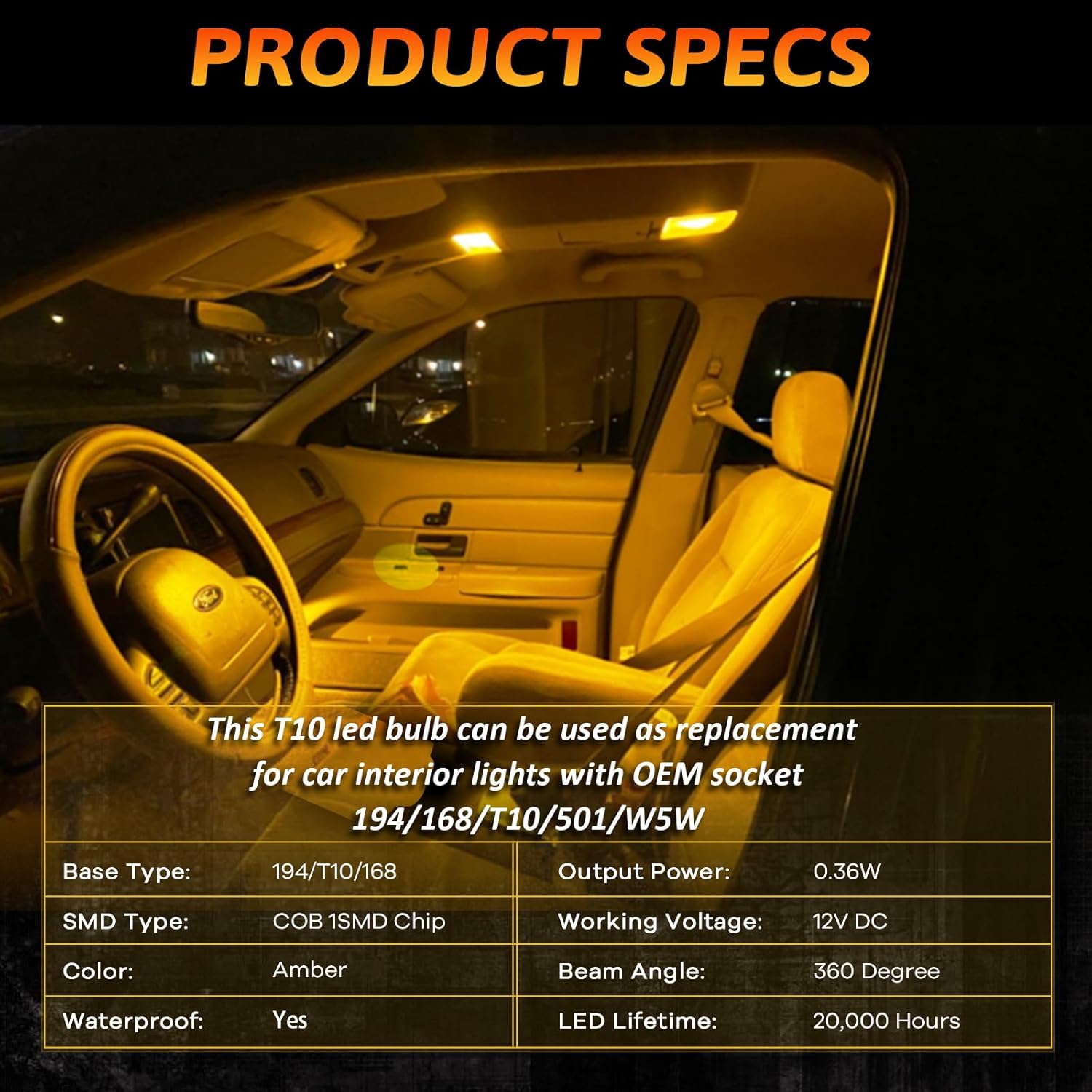Alopee 30-Pack Mini 194 Led Light Bulb Acrylic T10 Wedge Led Light Bulb DC 12V Replacement Bulb for 194 168 T10 2825 W5W Car Instrument Panel Light License Plate Light Marker Light