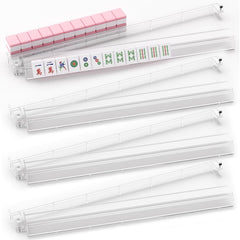 Mahjong Racks with Pushers Set of 4, All in One Acrylic Mahjong Pushers and Racks, Portable American Mahjong Accessories