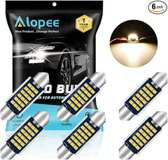 Alopee 41mm/1.61" 578 LED Bulb Warm White 211-2 Led Bulb Non-Polarity Error Free 18SMD 2016 Chips Festoon Led Bulbs for 211-2 212-2 569 578 Interior Led Dome Light Bulb Pack of 6 DC 9-28V