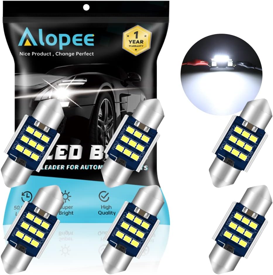 31mm DE3175 LED Festoon Bulbs, DE3022 DE3023 LED Bulbs,9-28V 2016 9SMD Warm White No Polarity Canbus Error Free Festoon Bulbs for Car Interior Dome Map Courtesy Trunk Light (6pack)