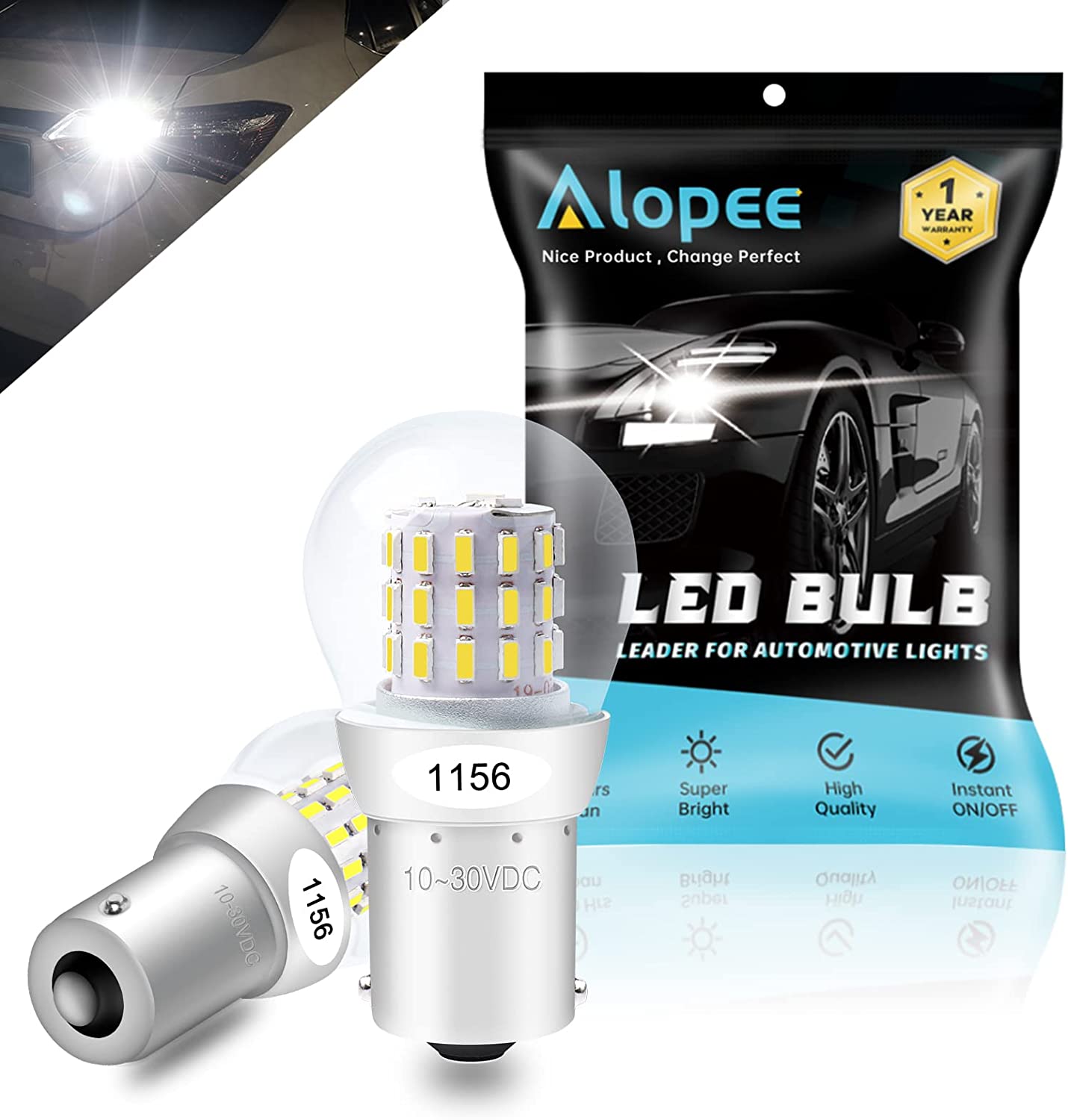 ALOPEE-9V-30V DC 1156 LED Bulb White Super Bright 1156 Bulb Replacemen –  Alopee Online Store