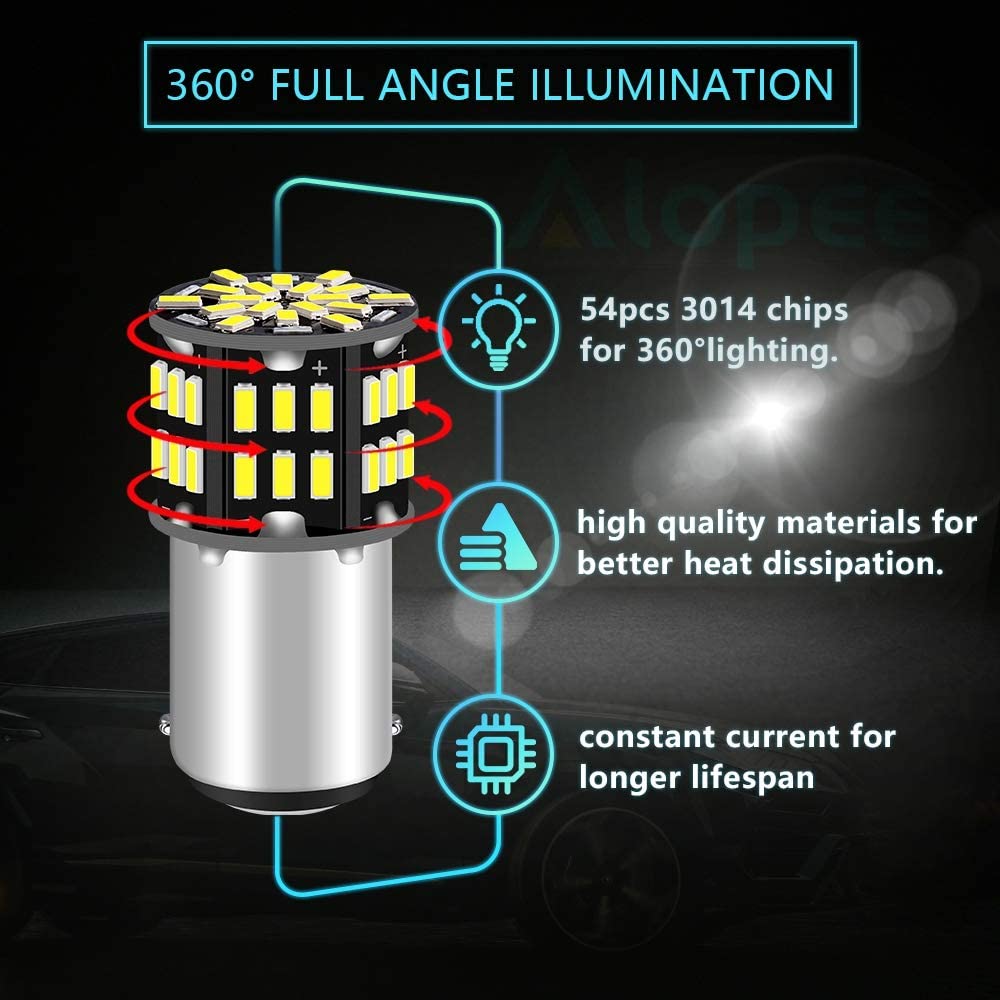 12-Pack BA15D 1142 White 6500k LED Light 12V-DC, 3014 54 SMD Car Replacement for Interior RV Lighting Camper Turn Signal Light Lamps Tail Backup Bulbs