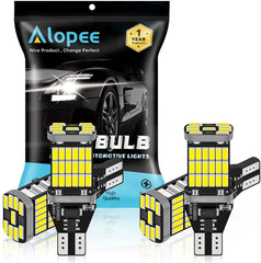 Paquete de 4 bombillas de luz de respaldo LED blancas 912921 mejoradas de alta potencia 4014 45-SMD sin polaridad CANbus sin errores T15 906 W16W para luces de marcha atrás de respaldo Montaje alto / tercera luz de freno 12V-18V DC