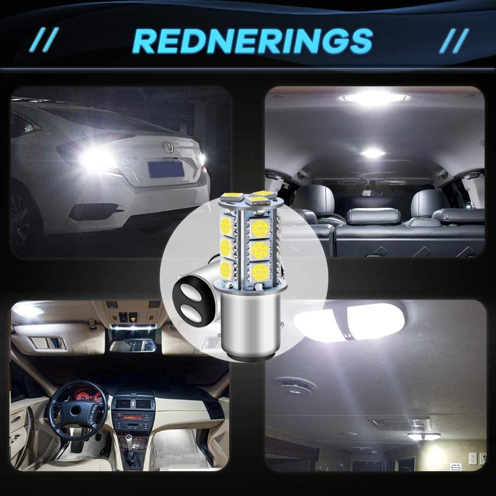 Paquete de 12 12 V Blanco 1157 2057 2357 7528 BAY15D 5050 18SMD Bombillas LED de repuesto para luces de marcha atrás o luces de freno traseras Luz interior para caravana RV