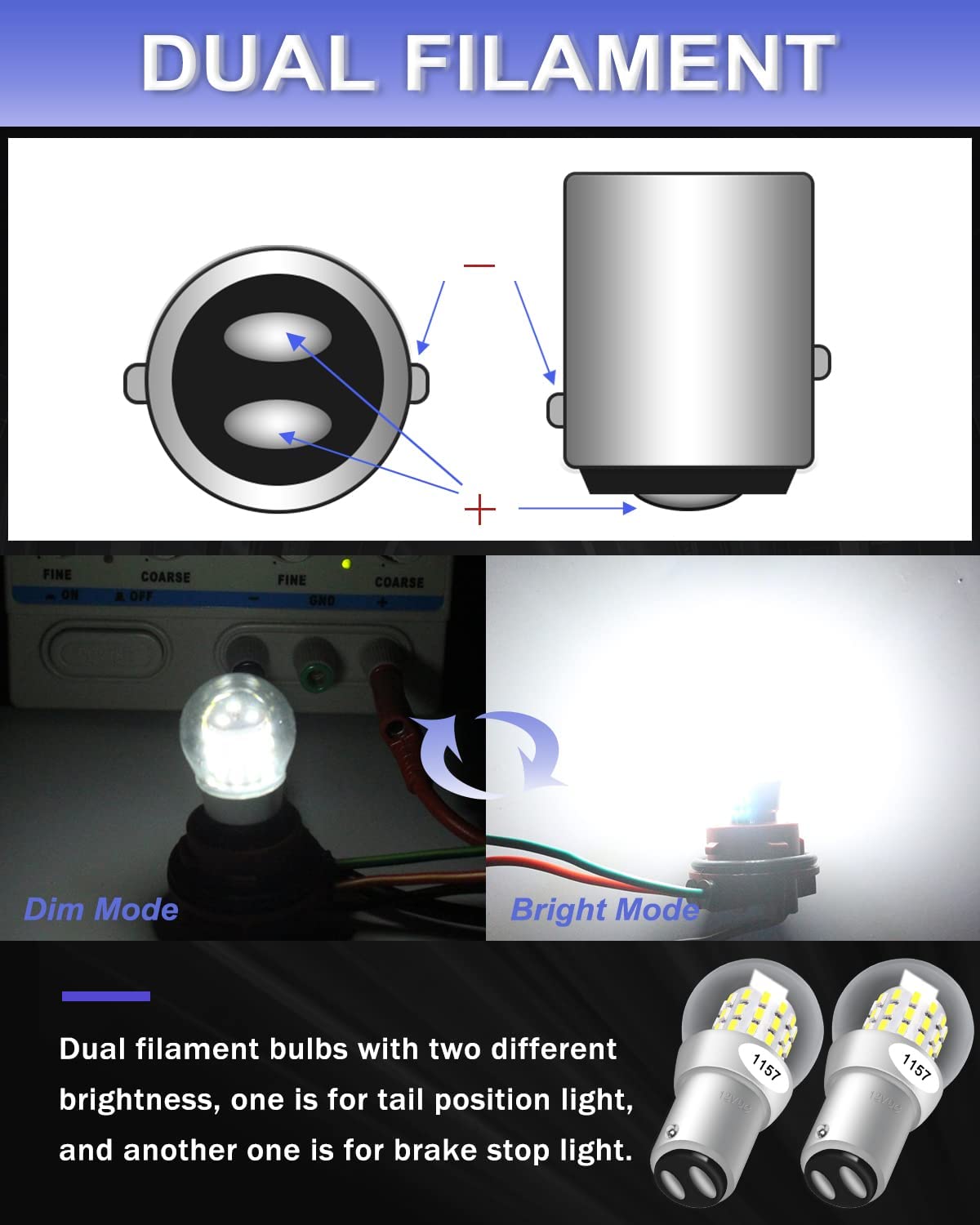 Paquete de 2 bombillas LED de 12-15 V blanco extremadamente brillante 1157 2057 2357 7528 BAY15D 39SMD de repuesto para lámpara halógena Luces de marcha atrás o luces de freno traseras Marcador lateral Luz interior para caravana RV