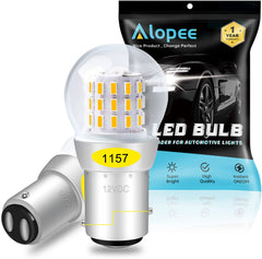 Paquete de 2 bombillas LED de 12-15 V CC de color amarillo extremadamente brillante / ámbar 1157 2057 2357 7528 BAY15D P21 / 5W 39SMD de repuesto para lámpara halógena, luces intermitentes intermitentes, luz de estacionamiento