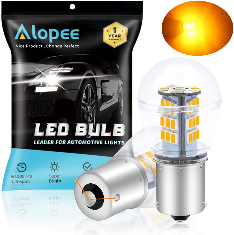 Alopee- 9V-30V DC 7507 LED Bulb Amber Yellow Super Bright BAU15S Bulb Replacement for 5009 PY21W 12496 LED Turn Signal Bulb Blinker Lights, 33PCS 2835 Chips, Non Polarity, Pack of 2