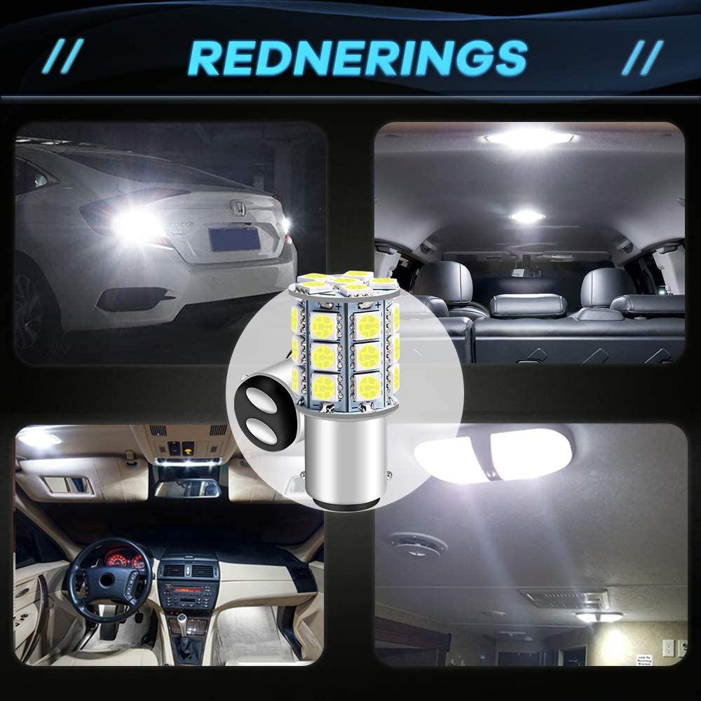 Confezione da 12 BA15D 1142 Luce LED bianca brillante 12V-DC, AMAZENAR 5050 27 SMD Sostituzione auto per interni RV Camper Illuminazione Luci indicatori di direzione per barche marine Lampadine posteriori