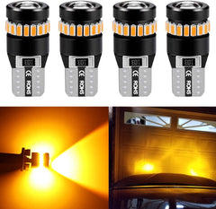 4 Pieces T10 W5W 194 LED Bulbs Canbus Error Free Light with Projector 10V-30V DC for 2825 168 175 921 base, License Plate Lamps, Position Lights, Interior light,Amber/Yellow