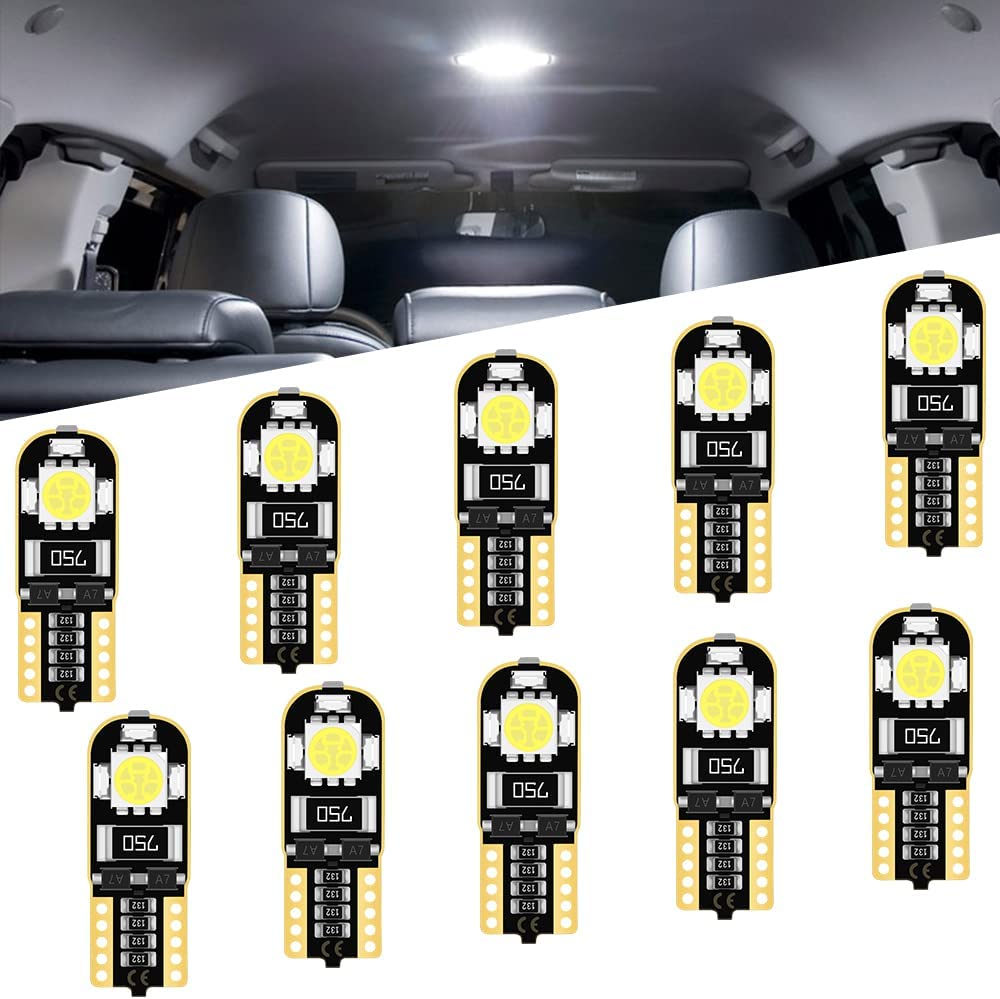 194 LED Glühbirne Super Bright White 6000K, T10 LED Glühbirne, 168 LED Glühbirne, Fehlerfrei Non Polarity 921 2825 LED Glühbirne für W5W 158 501 Auto Dome Karteninstrument Kennzeichenbeleuchtung DC 12V, Packung mit 10