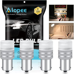 Alopee 12/24V DC/AC 1156 LED Bulb 1383 LED Bulb 20-99 93 1139 BA15S 1141 Led Bulb for Household Lamps, Interior RV Light Bulb, Camper Marine Boat Trailer Light, Non Polarity, 4 Pack, Warm White 4000K