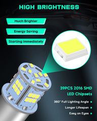 Alopee 12V DC 1156 LED Bulb White 6500K 𝐍𝐨𝐧 𝐏𝐨𝐥𝐚𝐫𝐢𝐭𝐲 1141 LED Bulb 2016-39MD 1003 1383 7506 93 Replacement Bulb for Tractor, Camper Trailer RV Interior Light, Marine Boat Light, Pack of 10