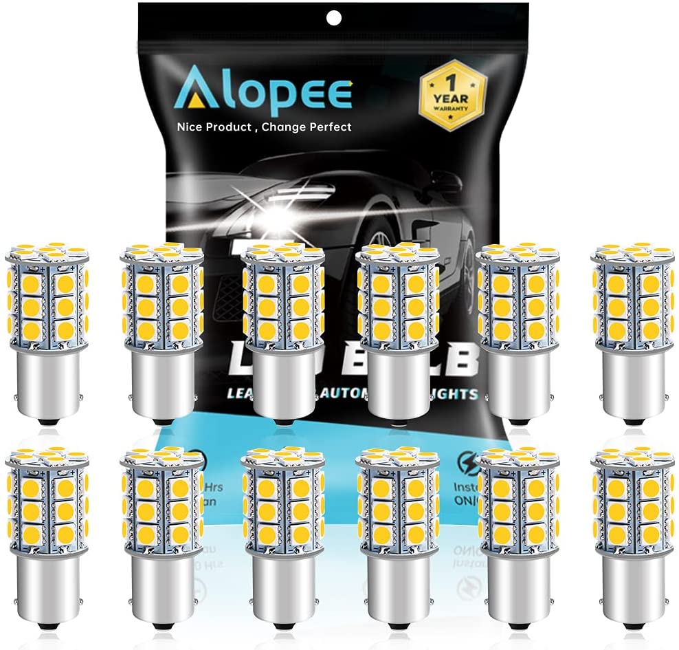 Antline 1156 1141 1003 7506 BA15S LED Bulbs Warm White/Yellow 20-Packs,  Super Bright 3014 50-SMD LED Replacement for 12 Volt RV Camper Trailer Boat