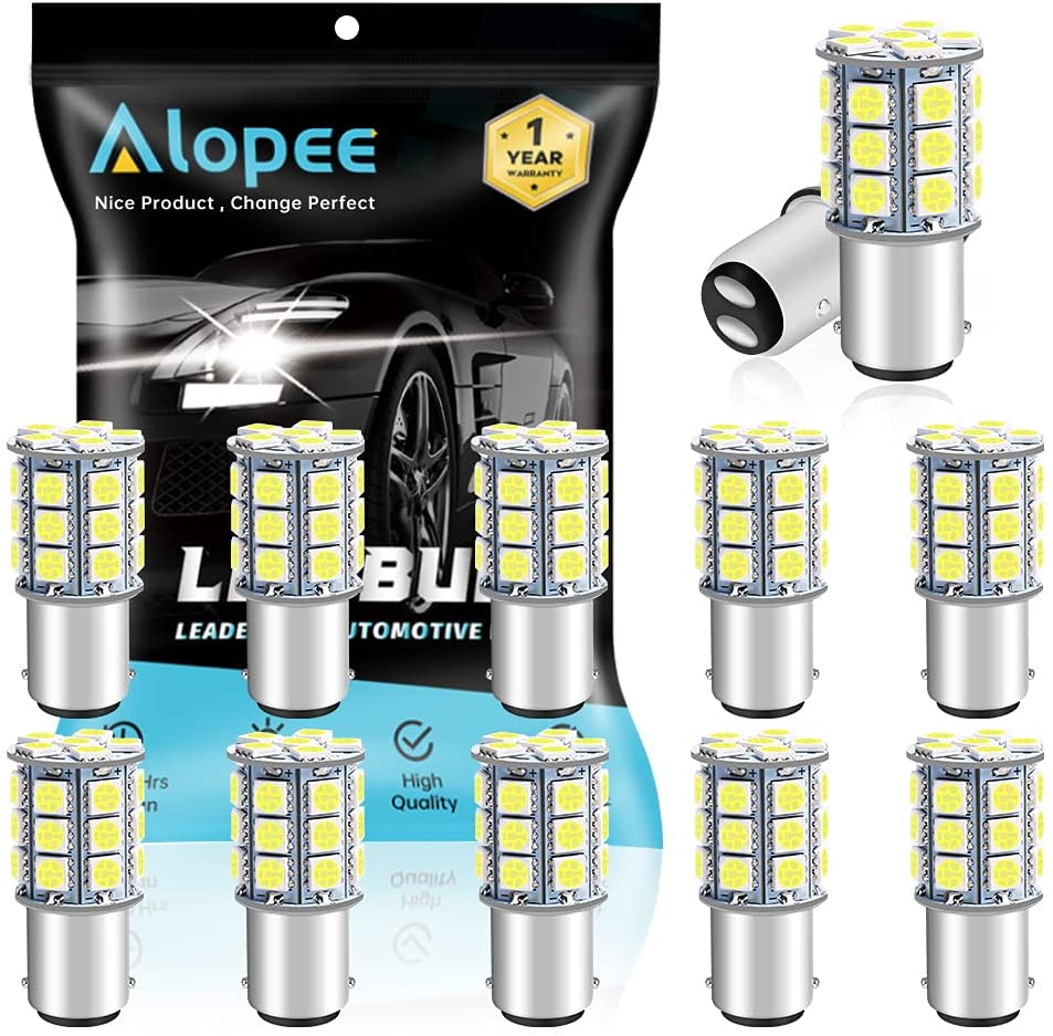 Confezione da 12 BA15D 1142 Luce LED bianca brillante 12V-DC, AMAZENAR 5050 27 SMD Sostituzione auto per interni RV Camper Illuminazione Luci indicatori di direzione per barche marine Lampadine posteriori