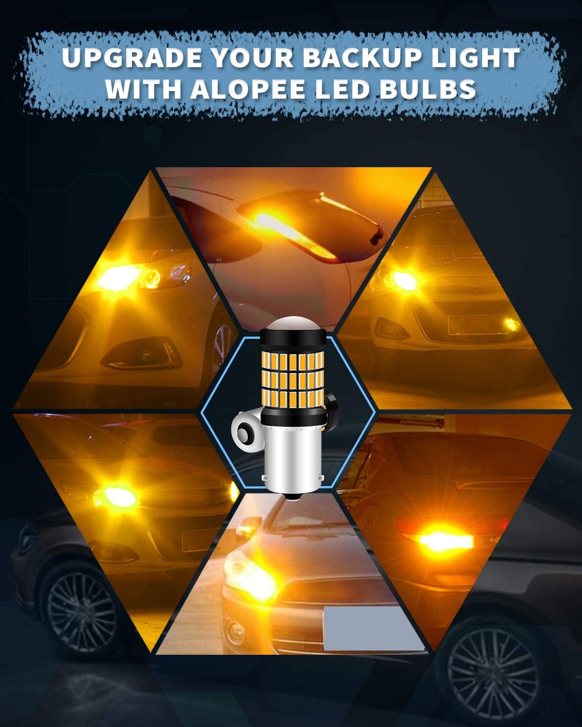 Confezione da 4 Super Bright Ambra/Giallo 1056 BAU15S 7507 12496 5009 PY21W Luce LED 9-18V-DC, AK-4014 60 Lampadine di ricambio SMD per indicatori di direzione Lampadine posteriori Luce lampeggiante Luce di ingombro laterale