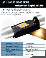 4パック1.72インチ41MM211-2 569578ウォームホワイト350ルーメン3020チップセット6SMD非極性Canbusエラーのないインテリアカーライト用LED花綱電球ライセンスプレートドームマップドア礼儀ライト