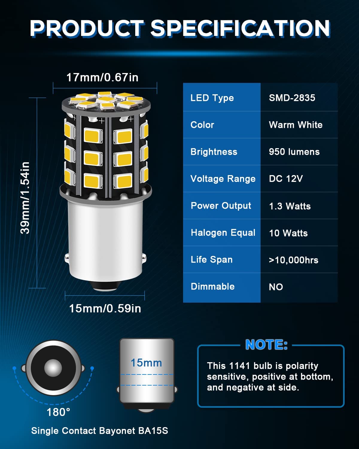 Alopee 1156 LED Bulb Soft Warm White 1141 LED Bulb DC 12V 1156 Bulb Replacement for 1156 7506 1141 1003 RV LED Lights Interior Camper Light Bulbs Trailer Boat RV Light Bulbs 2835 33SMD, Pack of 12