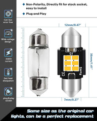 4er-Pack 1,41" 36MM 6411 6418 C5W Warmweiß 350 Lumen 3020 Chipsatz 6SMD Non-Polarity Canbus Error Free LED Girlandenbirnen für Autoinnenbeleuchtung Nummernschild Dome Map Door Courtesy 3000K