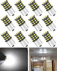 Alopee 1156 LED Bulb Bright White 1141 LED Bulb DC 12V 1156 Bulb Replacement for 1156 7506 1141 1003 RV LED Lights Interior Camper Light Bulbs Trailer Boat RV Light Bulbs 2835 33SMD, Pack of 12