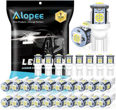 Alopee 194 LED Bulb T10 Wedge LED Bulb 5SMD 5050 Chips 168 LED Bulb 921 2825 LED Bulb 158 501 W5W Bulb led interior car lights Dome Light Map Door Light Trunk Light DC 12V Pack of 30