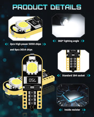 194 LED Glühbirne Super Bright White 6000K, T10 LED Glühbirne, 168 LED Glühbirne, Fehlerfrei Non Polarity 921 2825 LED Glühbirne für W5W 158 501 Auto Dome Karteninstrument Kennzeichenbeleuchtung DC 12V, Packung mit 10