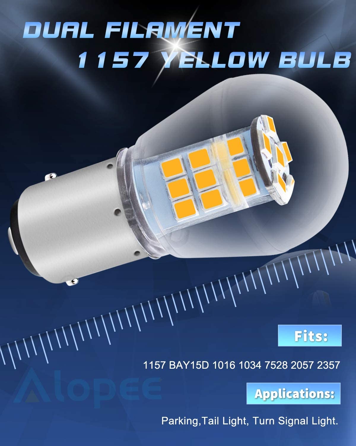 2パック10-24VDC非常に明るい黄色/琥珀色11572057 2357 7528 BAY15D P21 / 5W 33SMDLED電球ハロゲンランプの交換ブリンカーターンシグナルライトパーキングライト